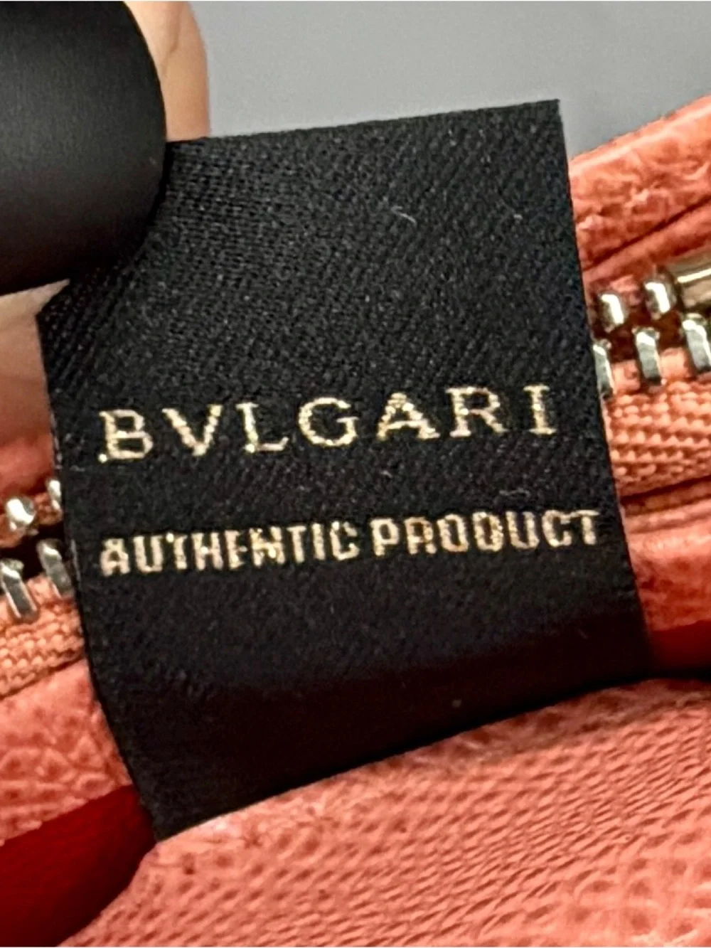 Bvlgari Coral Peach Leather Continental Wallet Signature Ring Clasp Full Set